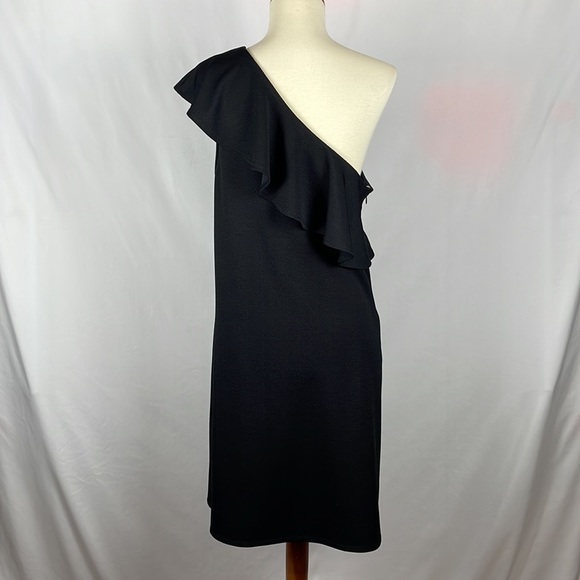 Xhilaration One Shoulder Black Side Zip Ruffle Dress - Size Large - Picture 5 of 12